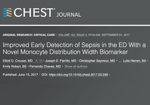 Chest Journal Controlled Clinical Trial Improve Early Detection of Sepsis in the ED with MDW