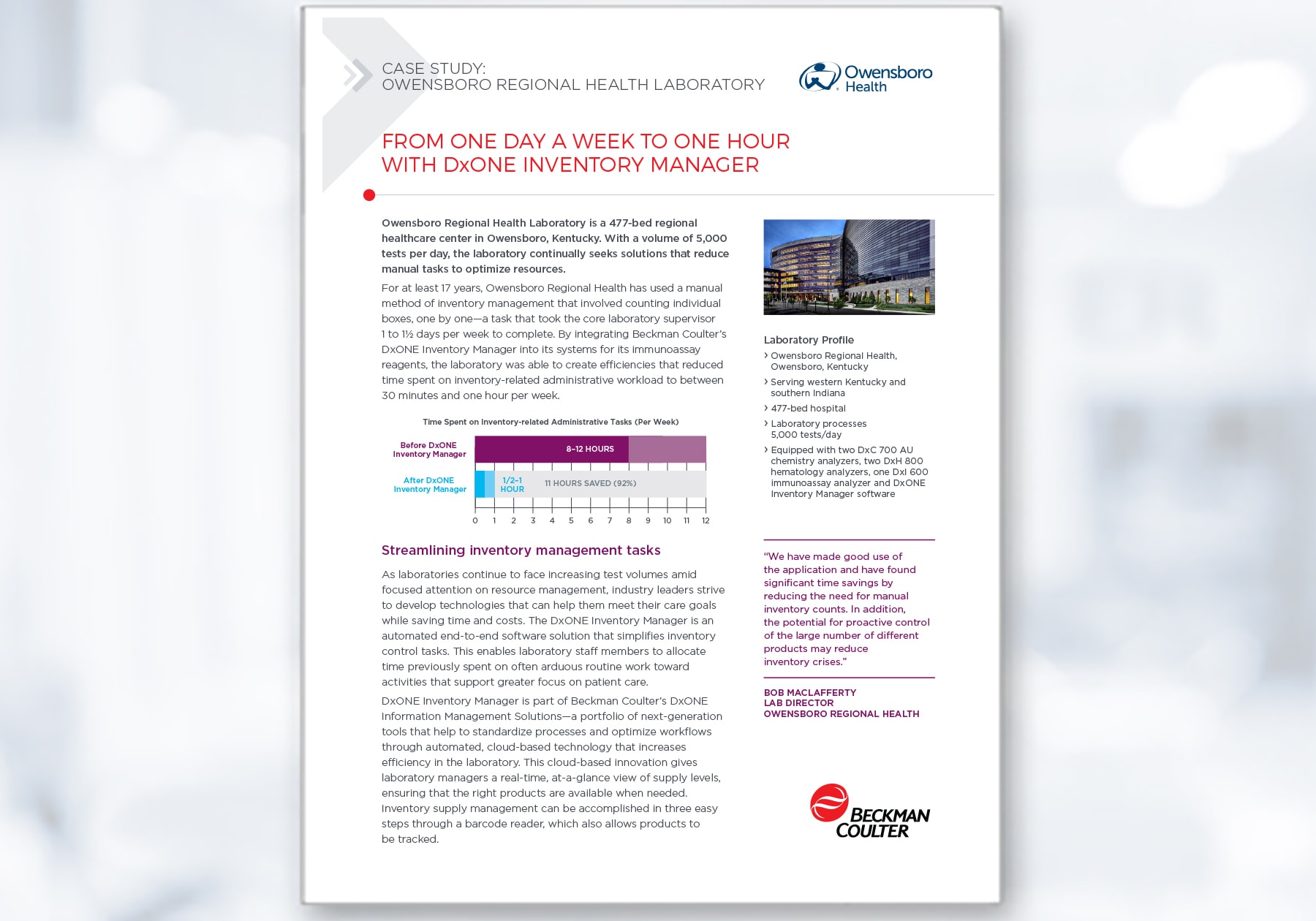 Owensboro Case Study on lab inventory management system