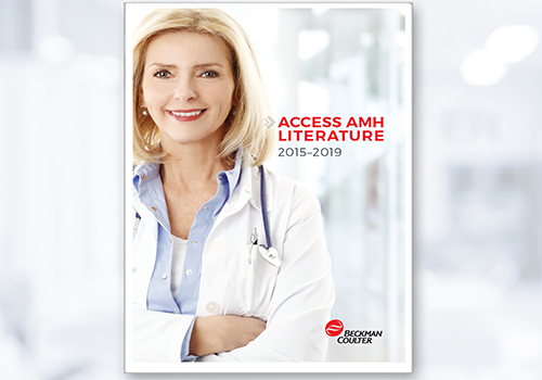 Access AMH brochure front page with woman in lab coat and stethoscope around her neck