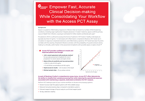 Download this data sheet to learn how to empower fast, accurate clinical decision-making while consolidating your workflow with the Access PCT Assay.