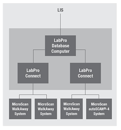 Diagrama de red que muestra cómo LabPro se conecta a los sistemas de TI en entornos abiertos y cerrados.